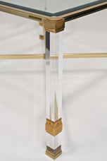 MID CENTURY MODERN, FRANCE, LUCITE, BRASS, COFFEE TABLE