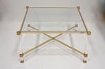 MID CENTURY MODERN, FRANCE, LUCITE, BRASS, COFFEE TABLE