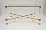 MID CENTURY MODERN, FRANCE, LUCITE, BRASS, COFFEE TABLE