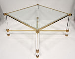 MID CENTURY MODERN, FRANCE, LUCITE, BRASS, COFFEE TABLE