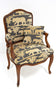 19TH CENTURY, AUSTRIA, NUTWOOD ARMCHAIR, HANDCARVED, CUSHION