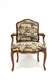 19TH CENTURY, AUSTRIA, NUTWOOD ARMCHAIR, HANDCARVED, CUSHION