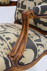 19TH CENTURY, AUSTRIA, NUTWOOD ARMCHAIR, HANDCARVED, CUSHION