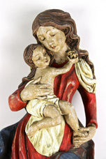 18TH CENTURY, AUSTRIA, POLYCHROME VIRGIN & CHILD WALL SCULPTURE