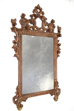 19TH CENTURY, ITALY, VENETIAN WALL MIRROR, SILVERED, BRONZED, HANDCARVED, 1840