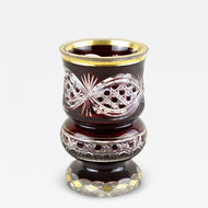 19TH CENTURY, BIEDERMEIER, RUBY RED, GLASS GOBLET, GILT PARTS