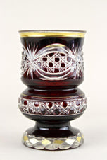 19TH CENTURY, BIEDERMEIER, RUBY RED, GLASS GOBLET, GILT PARTS