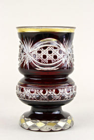 19TH CENTURY, BIEDERMEIER, RUBY RED, GLASS GOBLET, GILT PARTS