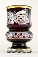 19TH CENTURY, BIEDERMEIER, RUBY RED, GLASS GOBLET, GILT PARTS