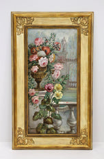 PAIR, OF, FLORAL, STILL, LIFE, OIL, PAINTINGS, SIGNED, V. LANDI, FRAMED, IT, CA. 1990