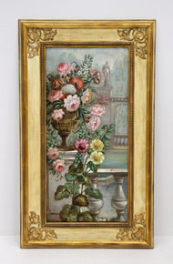 PAIR, OF, FLORAL, STILL, LIFE, OIL, PAINTINGS, SIGNED, V. LANDI, FRAMED, IT, CA. 1990
