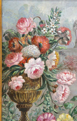 PAIR, OF, FLORAL, STILL, LIFE, OIL, PAINTINGS, SIGNED, V. LANDI, FRAMED, IT, CA. 1990