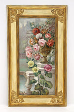 PAIR, OF, FLORAL, STILL, LIFE, OIL, PAINTINGS, SIGNED, V. LANDI, FRAMED, IT, CA. 1990