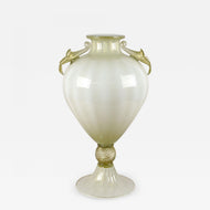 LARGE, MURANO, GLASS, AMPHORA, VASE, GOLD-INFUSED, ITALY, 2000