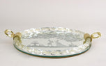 VENETIAN, MURANO, GLASS, TRAY, ENGRAVINGS, 24K, GOLD, ITALY, 1960