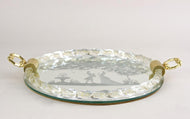 VENETIAN, MURANO, GLASS, TRAY, ENGRAVINGS, 24K, GOLD, ITALY, 1960