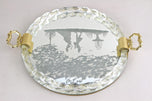 VENETIAN, MURANO, GLASS, TRAY, ENGRAVINGS, 24K, GOLD, ITALY, 1960