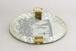 VENETIAN, MURANO, GLASS, TRAY, ENGRAVINGS, 24K, GOLD, ITALY, 1960