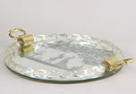 VENETIAN, MURANO, GLASS, TRAY, ENGRAVINGS, 24K, GOLD, ITALY, 1960