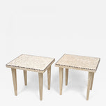 20TH CENTURY, ITALIAN, TRAVERTINE STONE, SIDE TABLES, ITALY, 1980