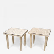 20TH CENTURY, ITALIAN, TRAVERTINE STONE, SIDE TABLES, ITALY, 1980