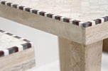 20TH CENTURY, ITALIAN, TRAVERTINE STONE, SIDE TABLES, ITALY, 1980