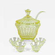 20TH CENTURY, BOHEMIA, CITRUS YELLOW, ART DECO, PUNCH BOWL SERVICE