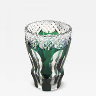 EMERALD, GREEN, OVERLAY, CUT, GLASS, VASE, VAL, SAINT, LAMBERT