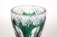 EMERALD, GREEN, OVERLAY, CUT, GLASS, VASE, VAL, SAINT, LAMBERT