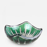 EMERALD GREEN CUT GLASS BOWL, VAL SAINT LAMBERT, BELGIUM, 1960