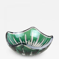 EMERALD GREEN CUT GLASS BOWL, VAL SAINT LAMBERT, BELGIUM, 1960