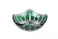 EMERALD GREEN CUT GLASS BOWL, VAL SAINT LAMBERT, BELGIUM, 1960
