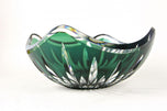 EMERALD GREEN CUT GLASS BOWL, VAL SAINT LAMBERT, BELGIUM, 1960
