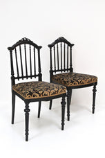 PAIR, BLACK, 19TH CENTURY, SIDE CHAIRS, ORIGINAL, UPHOLSTERY