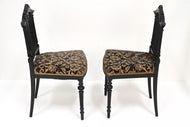 PAIR, BLACK, 19TH CENTURY, SIDE CHAIRS, ORIGINAL, UPHOLSTERY