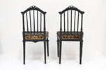 PAIR, BLACK, 19TH CENTURY, SIDE CHAIRS, ORIGINAL, UPHOLSTERY