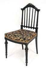 PAIR, BLACK, 19TH CENTURY, SIDE CHAIRS, ORIGINAL, UPHOLSTERY