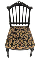 PAIR, BLACK, 19TH CENTURY, SIDE CHAIRS, ORIGINAL, UPHOLSTERY