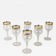 20TH CENTURY, ITALY, MURANO WINE GLASSES, GOLD RIM, SET OF 6