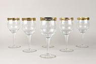 20TH CENTURY, ITALY, MURANO WINE GLASSES, GOLD RIM, SET OF 6