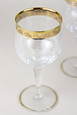 20TH CENTURY, ITALY, MURANO WINE GLASSES, GOLD RIM, SET OF 6