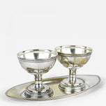ART NOUVEAU, SILVERED BRASS GOBLETS, TRAY, 20TH CENTURY, 1910, AUSTRIA