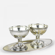 ART NOUVEAU, SILVERED BRASS GOBLETS, TRAY, 20TH CENTURY, 1910, AUSTRIA