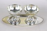 ART NOUVEAU, SILVERED BRASS GOBLETS, TRAY, 20TH CENTURY, 1910, AUSTRIA