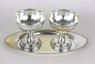 ART NOUVEAU, SILVERED BRASS GOBLETS, TRAY, 20TH CENTURY, 1910, AUSTRIA