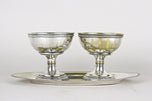 ART NOUVEAU, SILVERED BRASS GOBLETS, TRAY, 20TH CENTURY, 1910, AUSTRIA