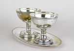 ART NOUVEAU, SILVERED BRASS GOBLETS, TRAY, 20TH CENTURY, 1910, AUSTRIA