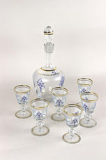 20TH CENTURY, AUSTRIA, GLASS DECANTER SET, ENAMEL PAINTINGS, 1980S