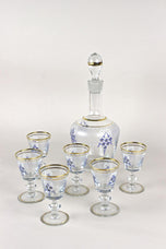 20TH CENTURY, AUSTRIA, GLASS DECANTER SET, ENAMEL PAINTINGS, 1980S