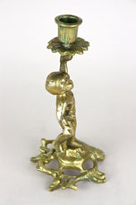 19TH CENTURY, AUSTRIA, SCULPTURAL FIREGILT BAROQUE REVIVAL BRASS CANDLEHOLDER, 1880